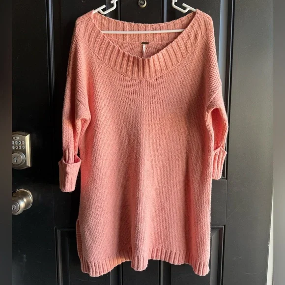 Free People Brookside Tunic Sweater light Pink Size Small - Picture 1 of 9